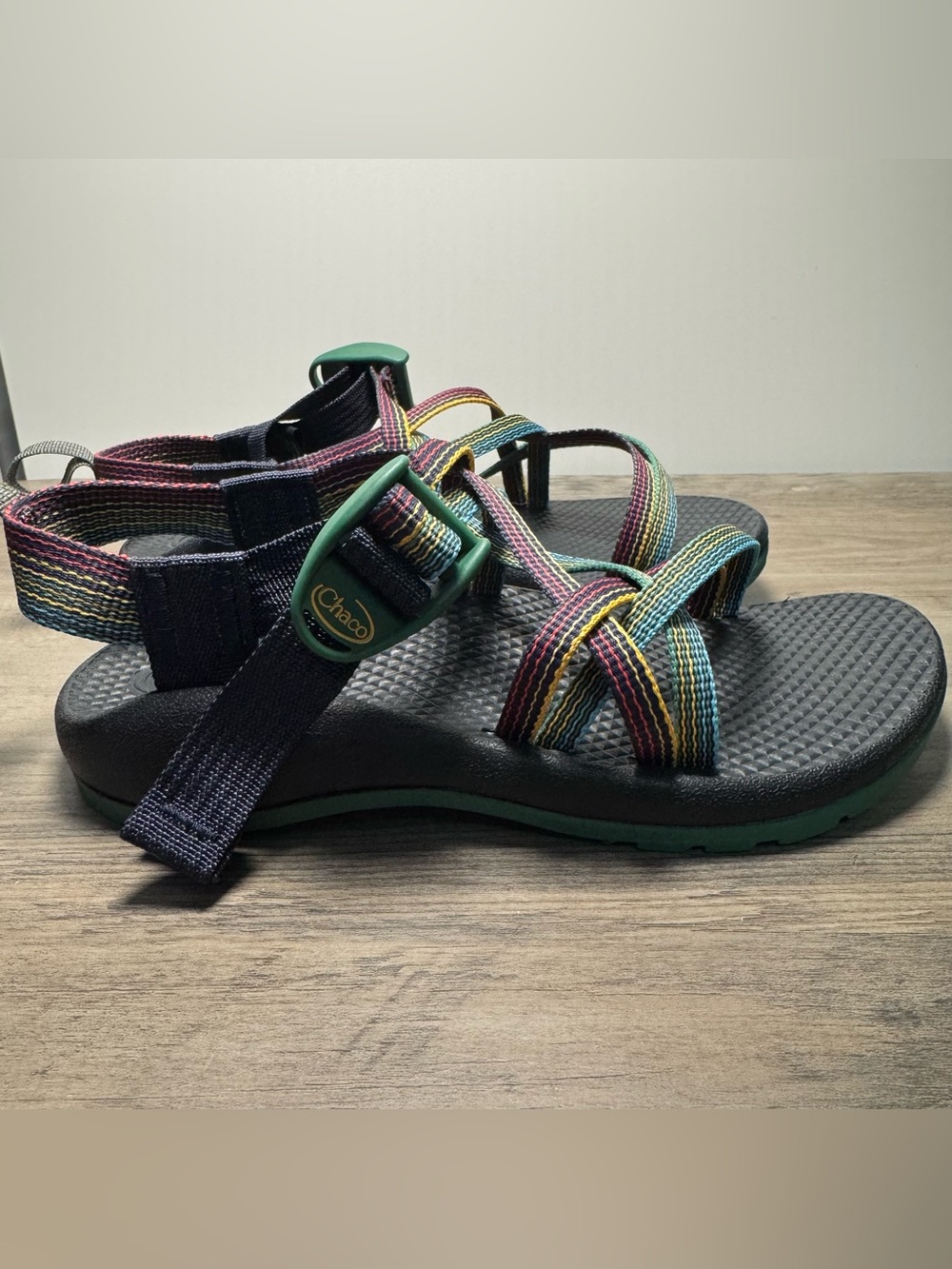 Chaco Kids' Rainbow Stripe Strap Sandals with Black Footbed